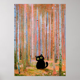 Gustav Klimt Cat Gräs Forest Poster