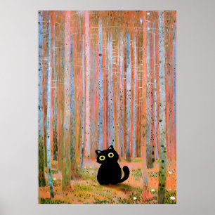 Gustav Klimt Cat Gräs Forest Poster