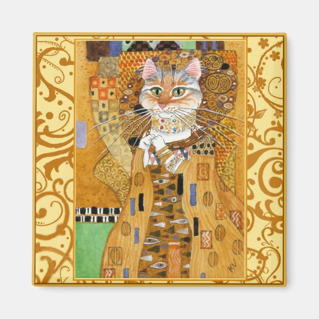 Gustav Klimt Cat i magnet Guld (Framsidan)