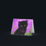 Gustav Klimt Cat Inbjudan<br><div class="desc">Kort med Gustav Klimt-katt! Denna flytande kattunge ligger i en grönt fält i lila blommor. En perfekt gåva till kattälskare och österrikiska konstentusiaster!</div>