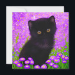 Gustav Klimt Cat Inbjudningar<br><div class="desc">Kort med Gustav Klimt-katt! Denna flytande kattunge ligger i en grönt fält i lila blommor. En perfekt gåva till kattälskare och österrikiska konstentusiaster!</div>