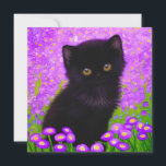 Gustav Klimt Cat Inbjudningar<br><div class="desc">Kort med Gustav Klimt-katt! Denna flytande kattunge ligger i en grönt fält i lila blommor. En perfekt gåva till kattälskare och österrikiska konstentusiaster!</div>