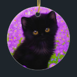 Gustav Klimt Cat Julgransprydnad Keramik<br><div class="desc">Ornament med en Gustav Klimt-katt! Denna flytande kattunge ligger i en grönt fält i lila blommor. En perfekt gåva till kattälskare och österrikiska konstentusiaster!</div>