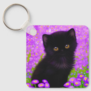 Gustav Klimt Cat Nyckelring