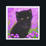 Gustav Klimt Cat Pappersservett<br><div class="desc">Napkins med en Gustav Klimt-katt! Denna flytande kattunge ligger i en grönt fält i lila blommor. En perfekt gåva till kattälskare och österrikiska konstentusiaster!</div>