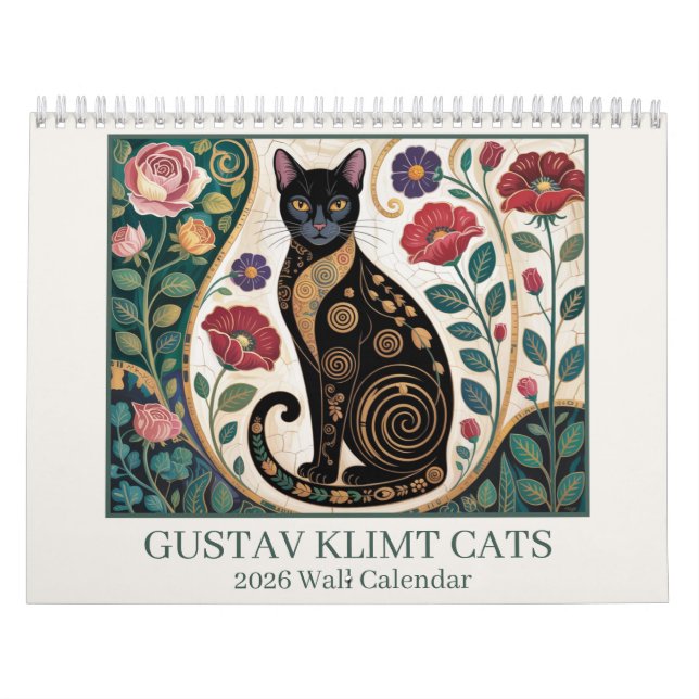 Gustav Klimt Cats 2026 Wall Calendar – Art Nouveau Kalender (Omslag)