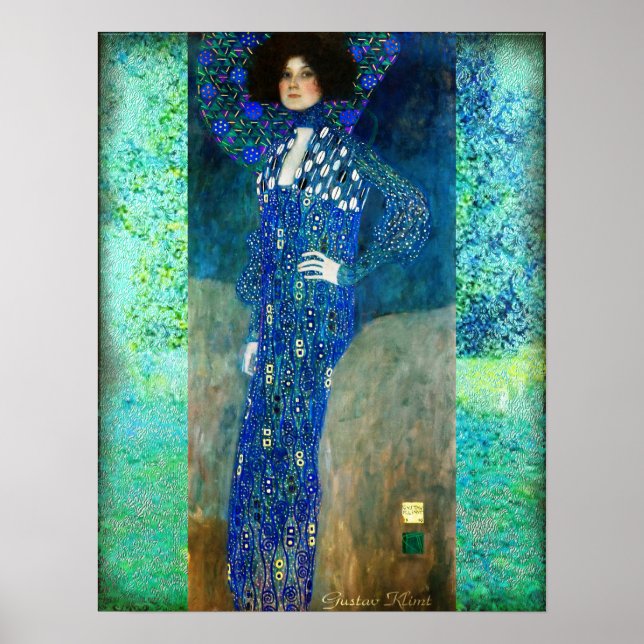 Gustav Klimt Dam i Blue Poster (Framsidan)