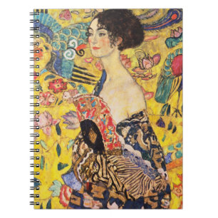 Gustav Klimt Dam med Fläkt Anteckningsbok