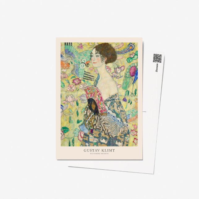 Gustav Klimt Dam med Fläkt Art Exhibition Poster Vykort (Skapare uppladdad)