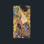 Gustav Klimt Dam med Fläkt Art nouveau-färg Adressetikett<br><div class="desc">Gustav Klimt Dam med Fläkt Art nouveau-målning Denna halva porträtt av en vacker kvinna har en gult med asiatiska ornament, färgstarka fåglar och blommor. Dam bär en klänning i stil på en kimono präglad av motiv för en kinesisk drakklänning. Vackra konstnärliga romantiska dekorativa bror konsmålning. Se mer av våra Gustav...</div>