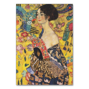 Gustav Klimt Dam med Fläkt Art nouveau-färg Bordsnummer