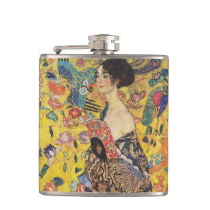 Gustav Klimt Dam med Fläkt Art nouveau-färg Fickplunta
