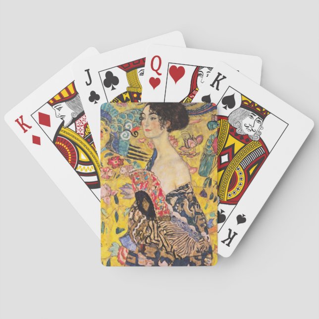 Gustav Klimt - Dam med Fläkt Casinokort (Baksidan)
