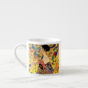Gustav Klimt Dam med Fläkt Espressomugg