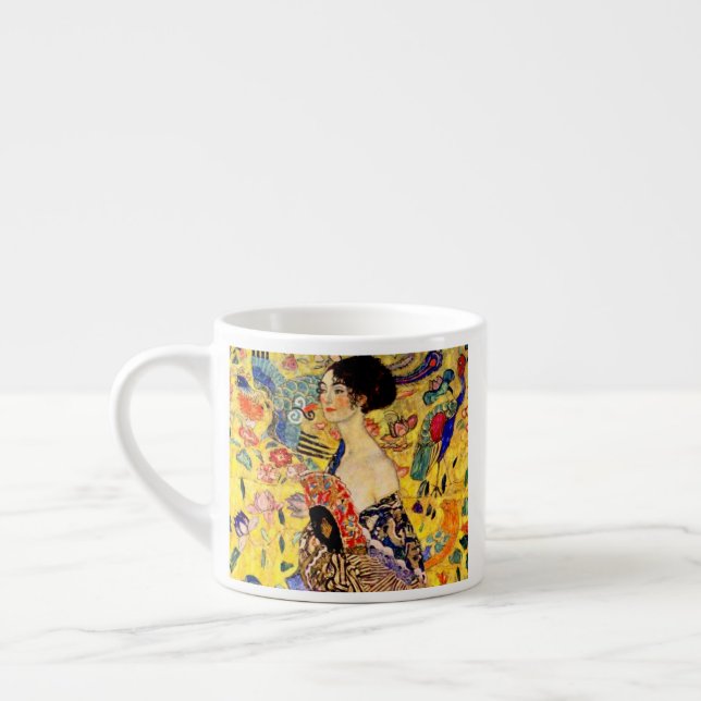 Gustav Klimt Dam med Fläkt Espressomugg (Vänster)