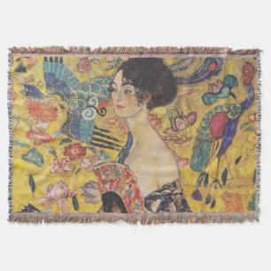 Gustav Klimt-Dam med Fläkt Filt