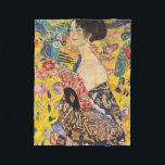 Gustav Klimt - Dam med Fläkt Fleecefilt<br><div class="desc">Dam med Fläkt - Gustav Klimt,  Oil on Canvas,  1917-1918</div>