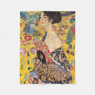 Gustav Klimt - Dam med Fläkt Fleecefilt