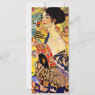 Gustav Klimt Dam med Fläkt Inbjudningar
