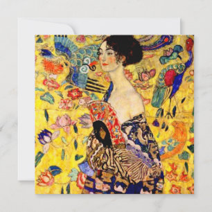 Gustav Klimt Dam med Fläkt Inbjudningar