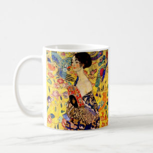 Gustav Klimt Dam med Fläkt Kaffemugg