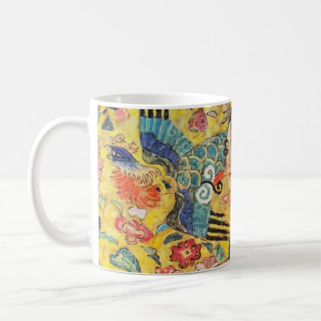 Gustav Klimt Dam med Fläkt Kaffemugg (Vänster)