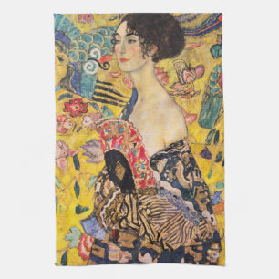 Gustav Klimt - Dam med Fläkt Kökshandduk