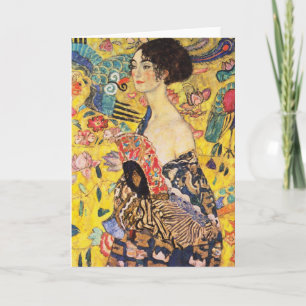 Gustav Klimt Dam med Fläkt Kort