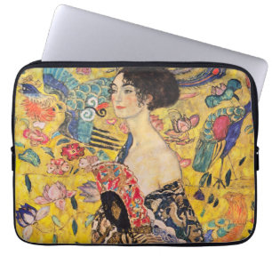 Gustav Klimt - Dam med Fläkt Laptop Fodral