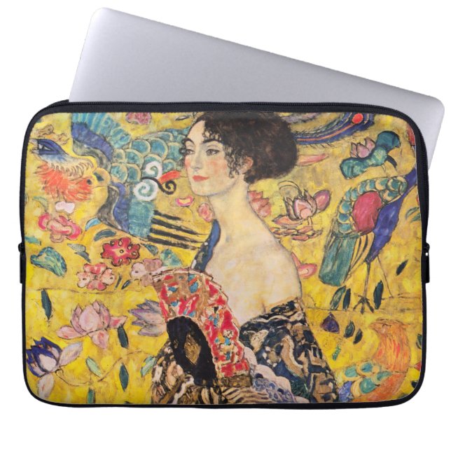 Gustav Klimt - Dam med Fläkt Laptop Fodral (Framsidan)