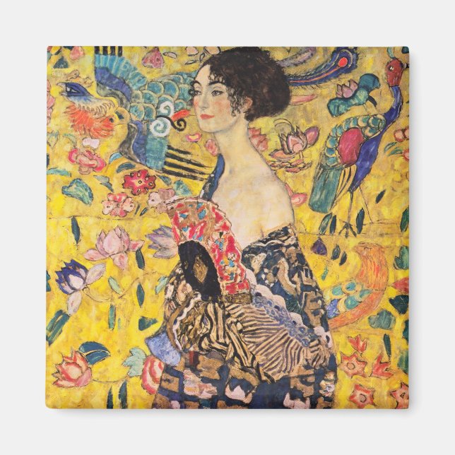 Gustav Klimt - Dam med Fläkt Magnet (Framsidan)
