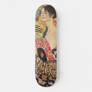 Gustav Klimt - Dam med Fläkt Mini Skateboard Bräda 18,5 Cm