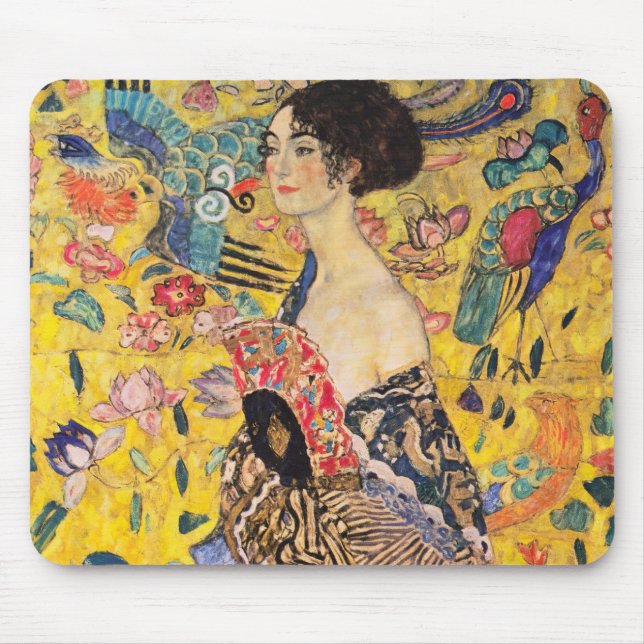 Gustav Klimt - Dam med Fläkt Musmatta (Framsidan)