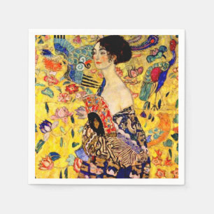 Gustav Klimt Dam med Fläkt Pappersservett