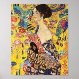 Gustav Klimt Dam med Fläkt Poster