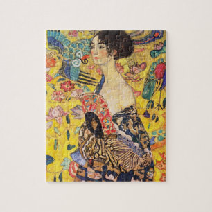 Gustav Klimt Dam med Fläkt Pussel