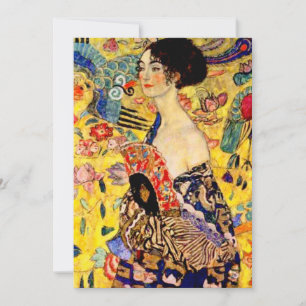 Gustav Klimt Dam med Fläkt Spara Datumet