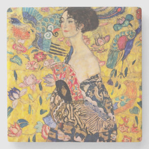 Gustav Klimt - Dam med Fläkt Stenunderlägg