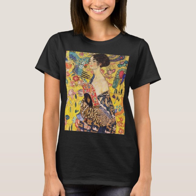 Gustav Klimt Dam med Fläkt T Shirt (Framsida)