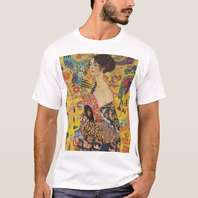 Gustav Klimt - Dam med Fläkt T Shirt (Framsida)