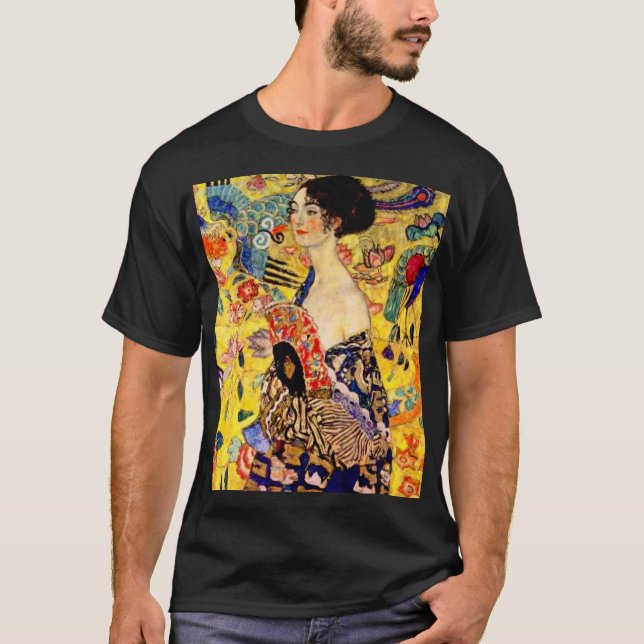 Gustav Klimt Dam med Fläkt T Shirt (Framsida)