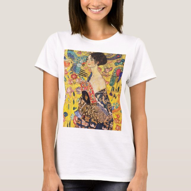 Gustav Klimt Dam med Fläkt T Shirt (Framsida)