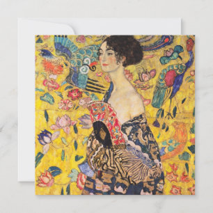 Gustav Klimt - Dam med Fläkt Tack Kort