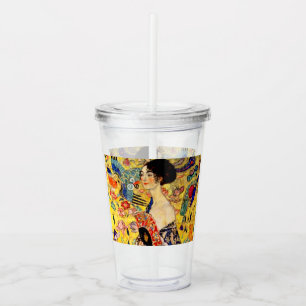 Gustav Klimt Dam med Fläkt Take Away Mugg