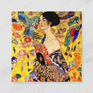 Gustav Klimt Dam med Fläkt Tilläggskort