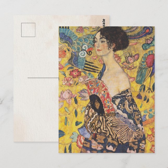 Gustav Klimt-Dam med Fläkt | Vykort (Fram/baksida)