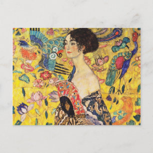 Gustav Klimt Dam med Fläkt Vykort