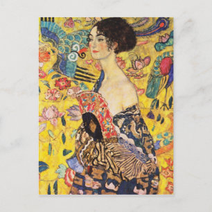 Gustav Klimt Dam med Fläkt Vykort