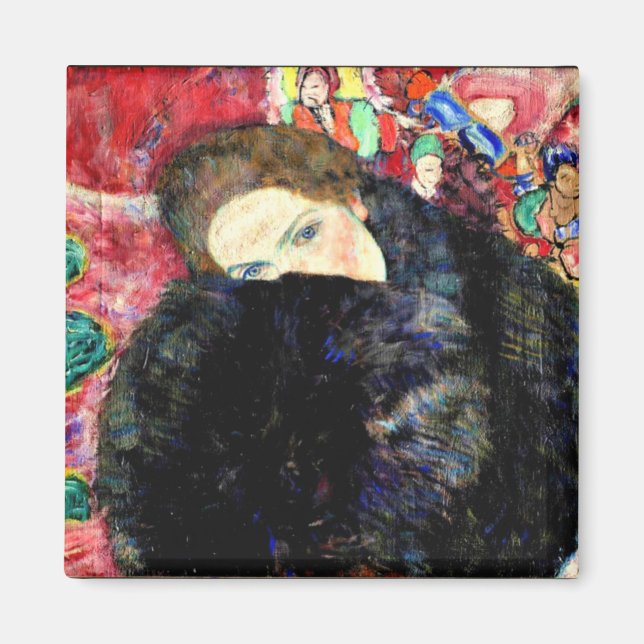 Gustav Klimt - Dam med Muff Magnet (Framsidan)