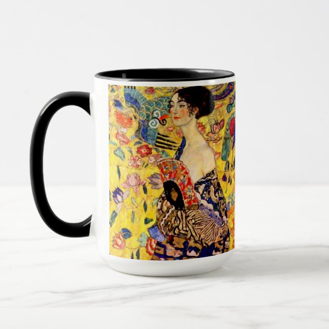 Gustav Klimt Dam med solfjäder Mugg (Vänster)
